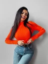 Sweter damski OLAVOGA KRISTIN pomarańczowy - maWer Fashion