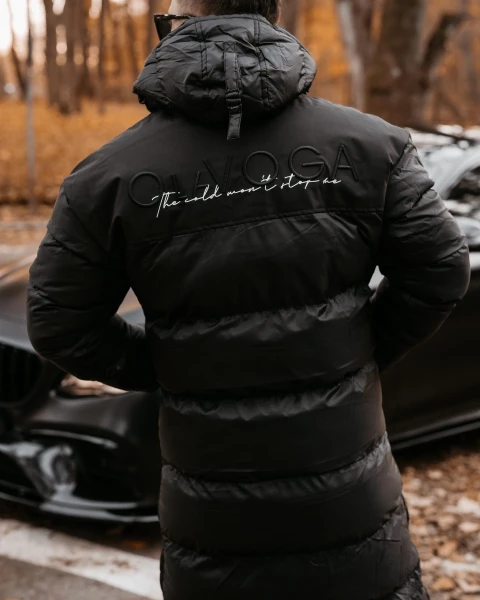 kuKurtka męska długa OLAVOGA PHILADELPHIA czarna - maWer Fashion