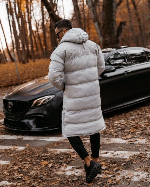 Kurtka męska długa OLAVOGA PHILADELPHIA szara - maWer Fashion
