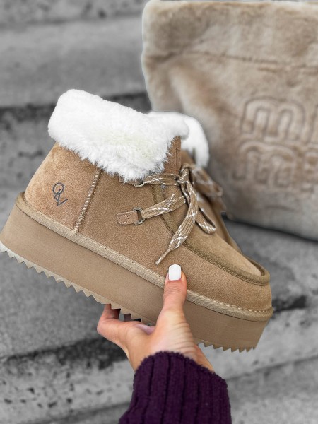 Buty damskie śniegowce OLAVOGA VITTY camel -  maWer Fashion