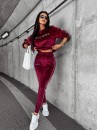 Welurowy komplet damski OLAVOGA DRESSY bordo - maWer Fashion