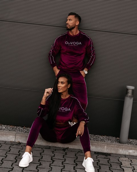 Welurowy komplet męski OLAVOGA DRESSY MEN bordo - maWer Fashion