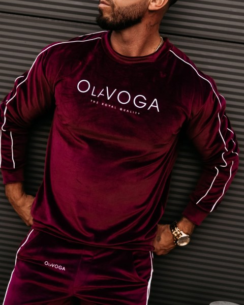 Welurowy komplet męski OLAVOGA DRESSY MEN bordo - maWer Fashion