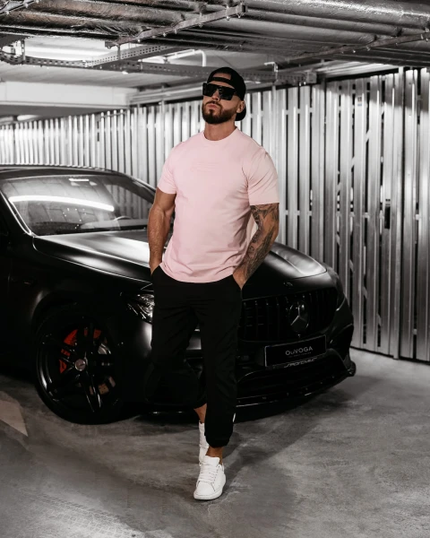 T-shirt męski OLAVOGA VALOR 2025 pudrowy róż - maWer Fashion