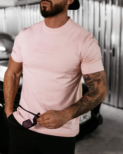 T-shirt męski OLAVOGA VALOR 2025 pudrowy róż - maWer Fashion