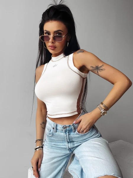 Top damski OLAVOGA LYON 2025 ecru - maWer Fashion