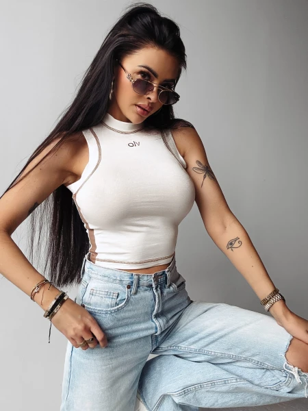 Top damski OLAVOGA LYON 2025 ecru - maWer Fashion