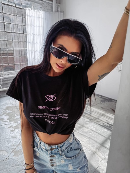 T-shirt damski OLAVOGA GLASS 2025 czarny – maWer Fashion