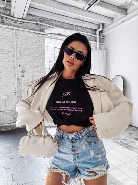 T-shirt damski OLAVOGA GLASS 2025 czarny – maWer Fashion