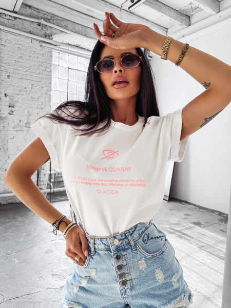 T-shirt damski OLAVOGA GLASS 2025 ecru – maWer Fashion