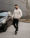 Sweter męski OLAVOGA YUZA 2025 beżowy - maWer Fashion