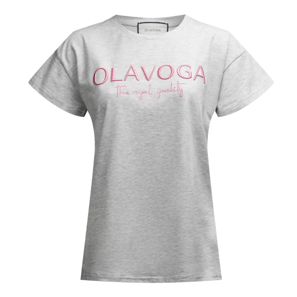 T-shirt damski OLAVOGA HOLLYHOCK 2025 szary - maWer Fashion