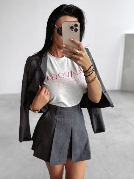 T-shirt damski OLAVOGA HOLLYHOCK 2025 szary - maWer Fashion