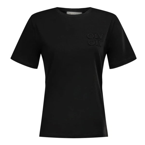 T-shirt damski OLAVOGA SOFT ROSE 2025 czarny - maWer Fashion