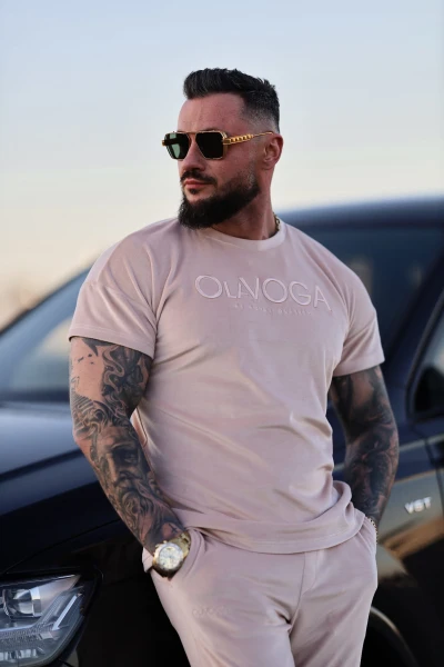 Komplet męski OLAVOGA PIFFLE 2025 beżowy – maWer Fashion