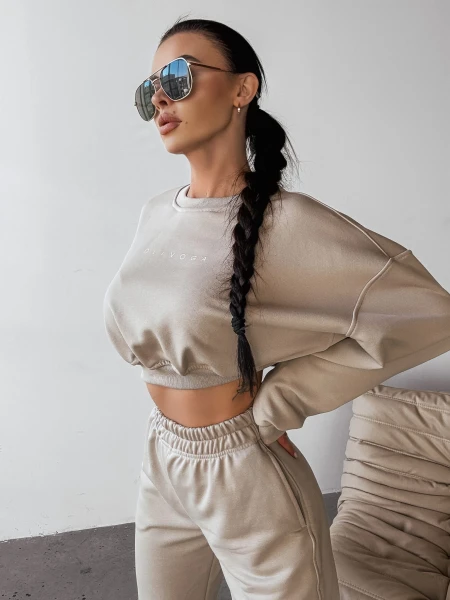 Komplet damski OLAVOGA TIPSY 2025 beżowy - maWer Fashion
