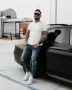 T-shirt męski OLAVOGA SWEET PEONY 2025 ecru - maWer Fashion