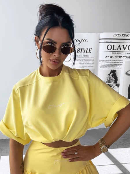 T-shirt damski OLAVOGA CAMPARI 2025 żółty - maWer Fashion