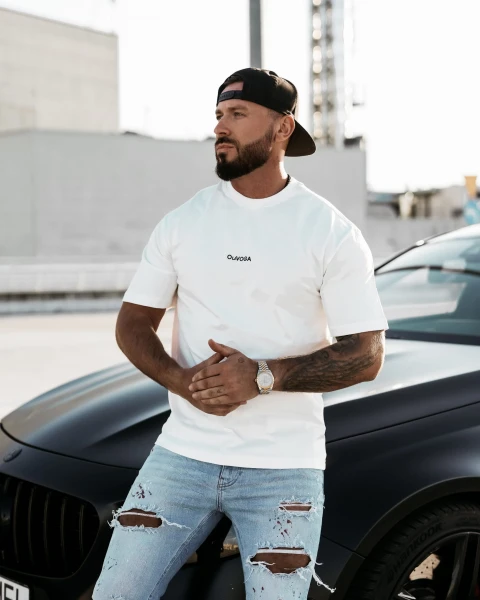 T-shirt męski OLAVOGA GREAK 2025 ecru - maWer Fashion