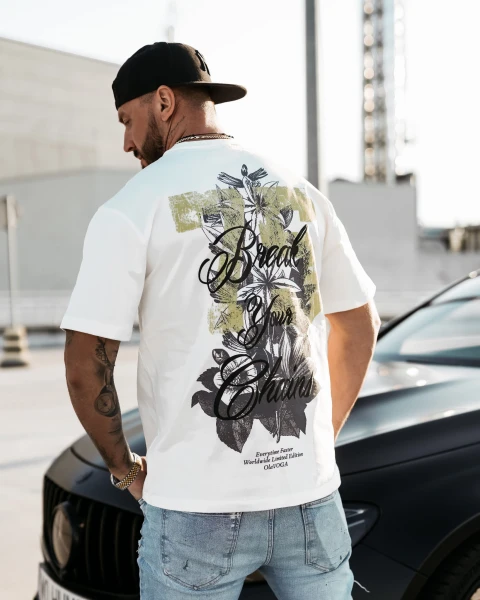 T-shirt męski OLAVOGA GREAK 2025 ecru - maWer Fashion