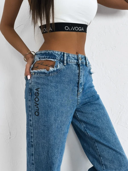 Spodnie damskie OLAVOGA LEOIA 2025 niebieski - maWer Fashion