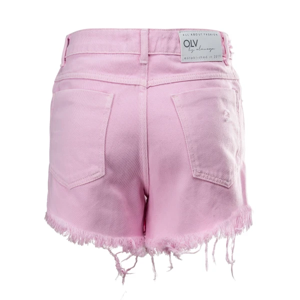 Spodenki jeansowe damskie OLAVOGA GREASE 2025  róż - maWer Fashion