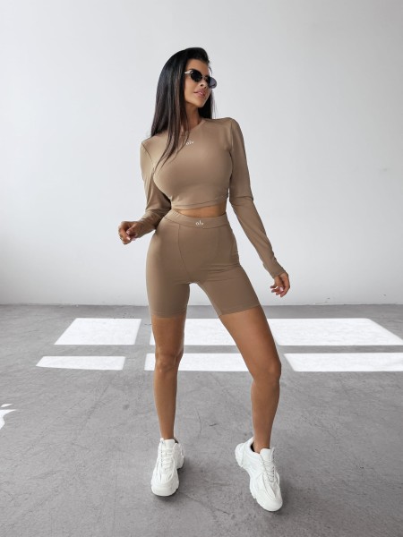 Komplet damski OLAVOGA STRIKT 2025 ciemny beż  - maWer Fashion