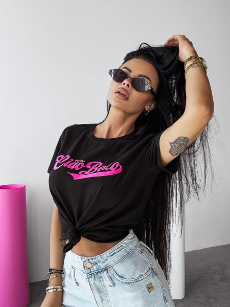 T-shirt damski OLAVOGA LINDO 2025 czarny - maWer Fashion