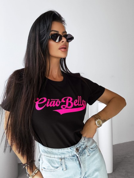 T-shirt damski OLAVOGA LINDO 2025 czarny - maWer Fashion