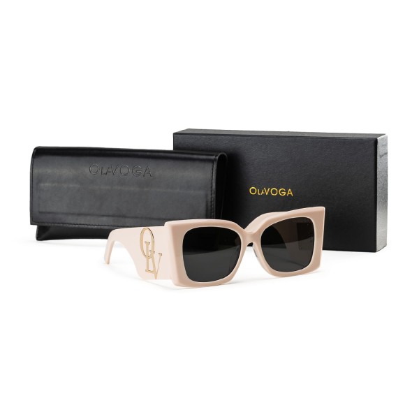 Okulary damskie przeciwsłoneczne OLAVOGA EYZ beżowe - maWer Fashion