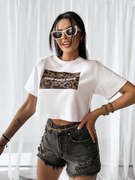 T-shirt damski OLAVOGA CITY 2025 biały - maWer Fashion