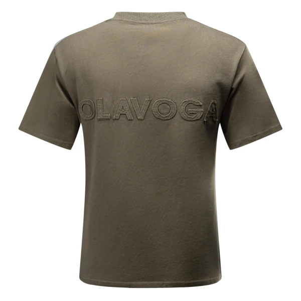 T-shirt męski OLAVOGA SHADOW LUXE 2025 khaki - maWer Fashion