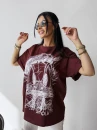 T-shirt damski OLAVOGA MARA 2025 bordo - maWer Fashion
