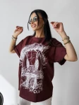 T-shirt damski OLAVOGA MARA 2025 bordo - maWer Fashion