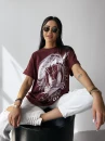 T-shirt damski OLAVOGA MARA 2025 bordo - maWer Fashion