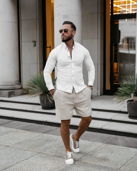 Spodenki męskie OLAVOGA CHILLFLEX 2025 beżowe - maWer Fashion
