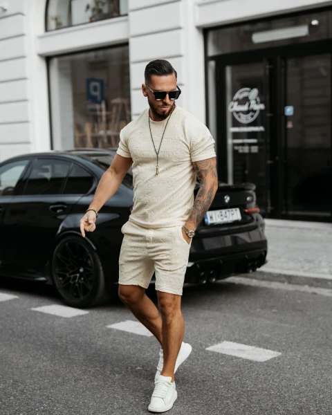 Komplet męski OLAVOGA ETENI 2025 beż - maWer Fashion