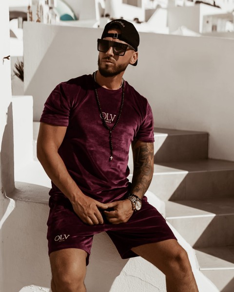 Komplet męski OLAVOGA VELVET OLV MAN bordowy - maWer Fashion