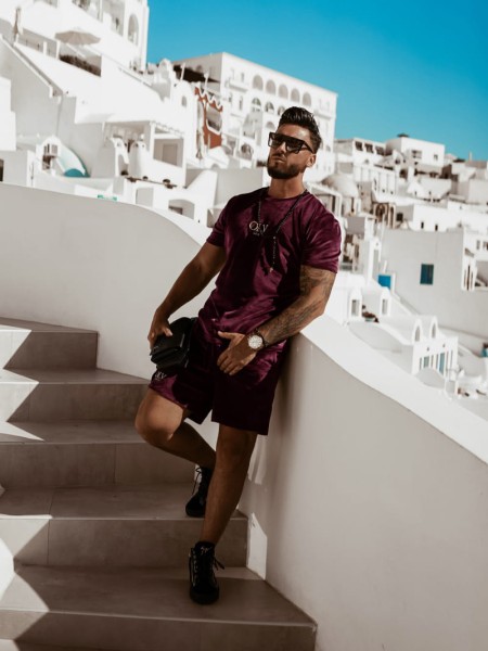 Komplet męski OLAVOGA VELVET OLV MAN bordowy - maWer Fashion