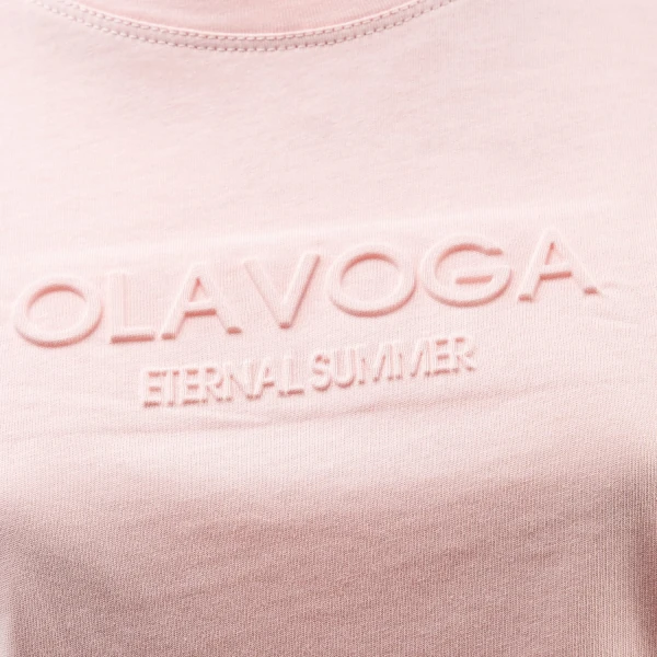 T-shirt damski OLAVOGA SUBTLE 2025 pudrowy róż - maWer Fashion