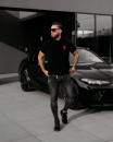 Dzianinowy t-shirt męski OLAVOGA LUV 2025 czarny - maWer Fashion