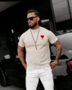 Dzianinowy t-shirt męski OLAVOGA LUV 2025 ecru - maWer Fashion