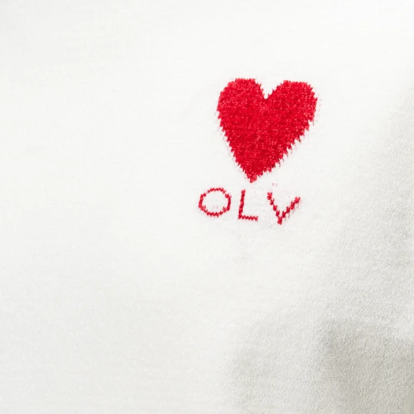 Dzianinowy t-shirt męski OLAVOGA LUV 2025 ecru - maWer Fashion