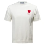 Dzianinowy t-shirt męski OLAVOGA LUV 2025 ecru - maWer Fashion