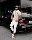 Dzianinowy t-shirt męski OLAVOGA LUV 2025 ecru - maWer Fashion