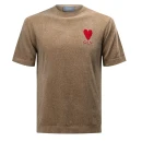 Dzianinowy t-shirt męski OLAVOGA LUV 2025 beżowy - maWer Fashion