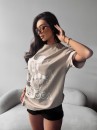 T-shirt damski OLAVOGA BESCO 2025 beż - maWer Fashion