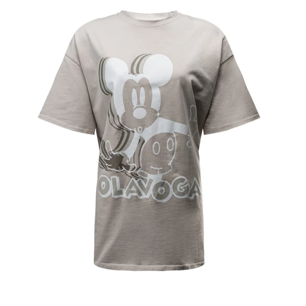 T-shirt damski OLAVOGA BESCO 2025 szary - maWer Fashion