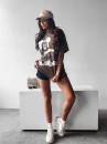 T-shirt damski OLAVOGA BESCO 2025 brązowy - maWer Fashion