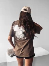 T-shirt damski OLAVOGA BESCO 2025 brązowy - maWer Fashion